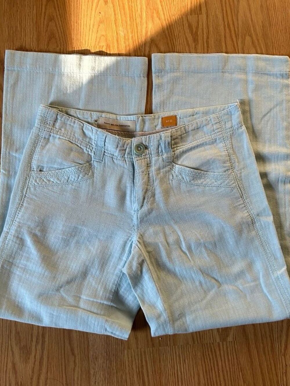 Pilcro Anthropologie Low Rise Wide Leg Pants Linen Cotton Size 0